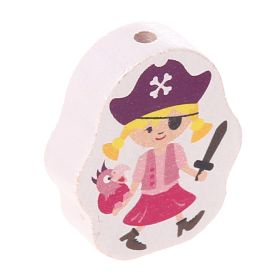 Pirate motif bead - pirate 'Pirate pink' 12 in stock 